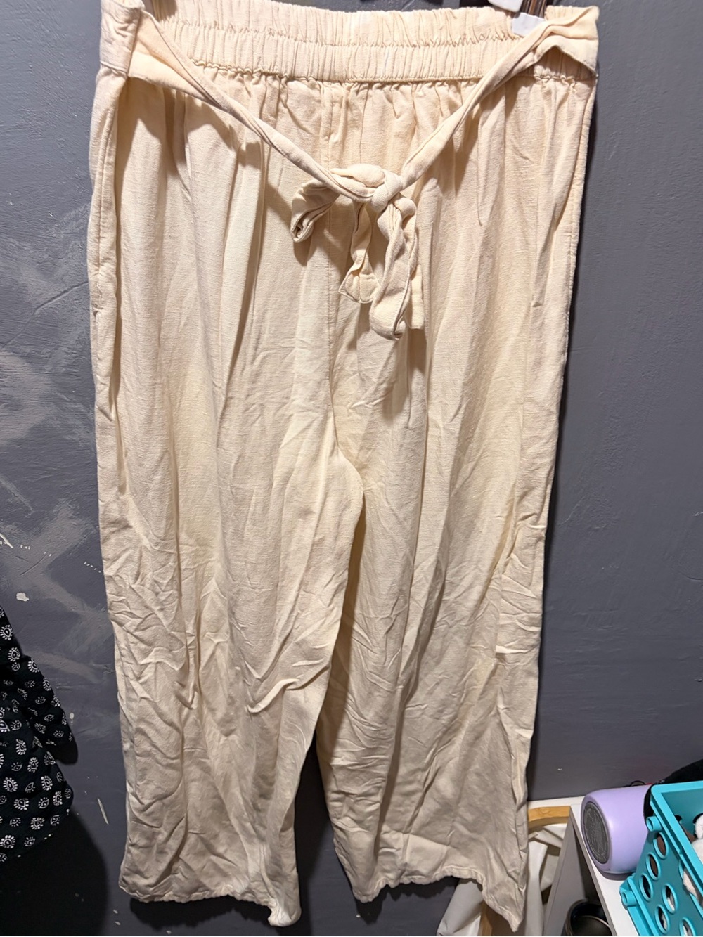 Women's Straight Leg Drawstring Pants in Cream